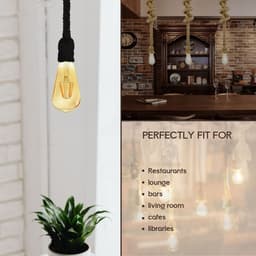 image-Vintage Ceiling Pendant Light 1m Lamp Hemp Rope Hanging Lamp Lights Metal E27
