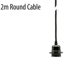 image-E27 Black Colour Aluminum Holder Fabric 3 Core Round Black Colour 2m Cable Pendant Set