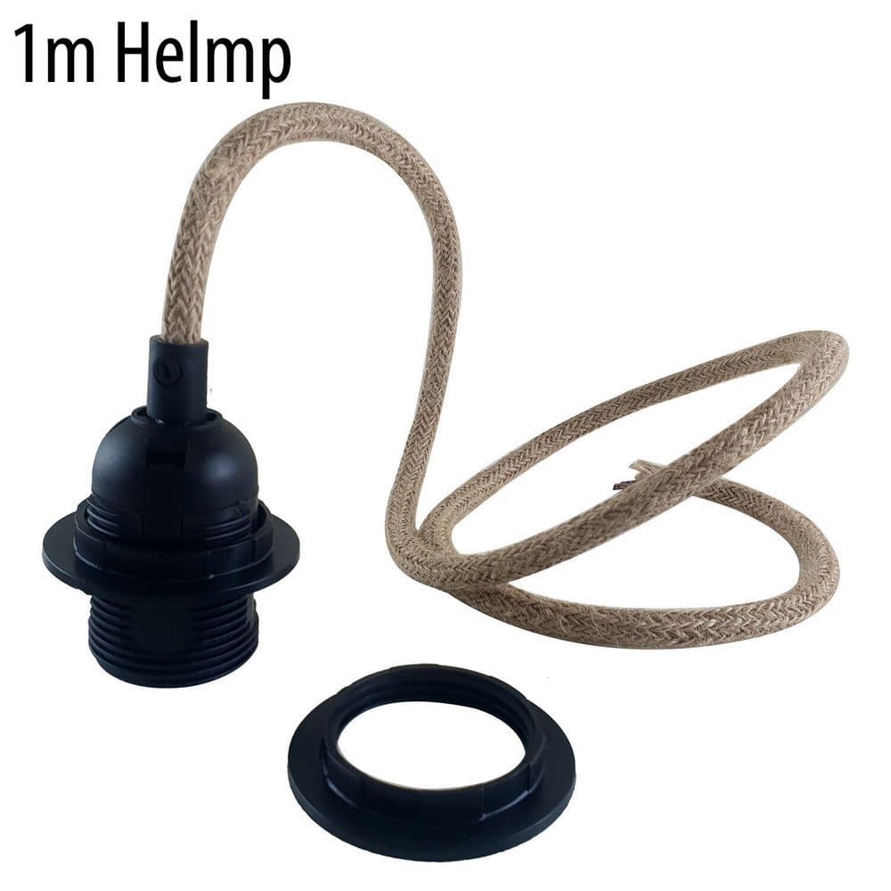 image-E27 Hemp wire Light Bulb Lamp Holder Pendant Light + shade Collar