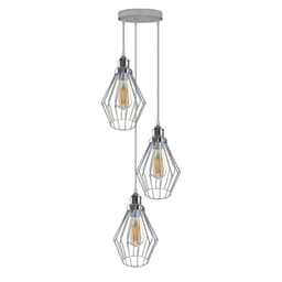 image-Chrome 3 Head Round Base Retro Vintage Loft Style Ceiling Lamp Shade