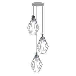 image-Chrome 3 Head Round Base Retro Vintage Loft Style Ceiling Lamp Shade