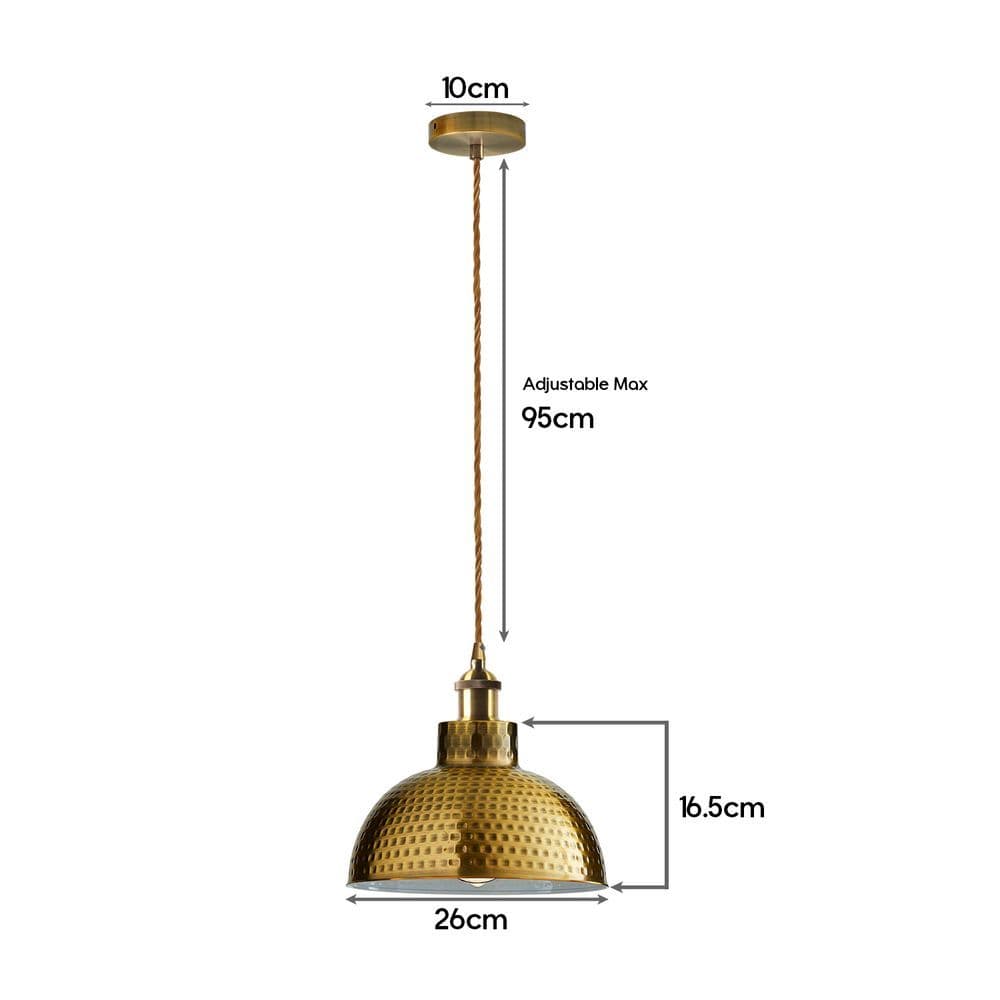 image-2 Pack Vintage Industrial Yellow Brass Ceiling Pendant Light Metal Shade Hanging Lamp