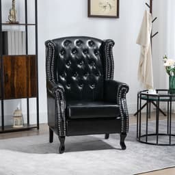 image-Chesterfield-style Wing Back Armchair Tufted Accent Chair Black