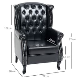 image-Chesterfield-style Wing Back Armchair Tufted Accent Chair Black