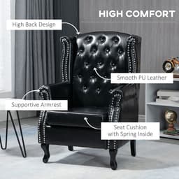 image-Chesterfield-style Wing Back Armchair Tufted Accent Chair Black