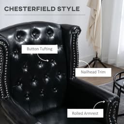 image-Chesterfield-style Wing Back Armchair Tufted Accent Chair Black