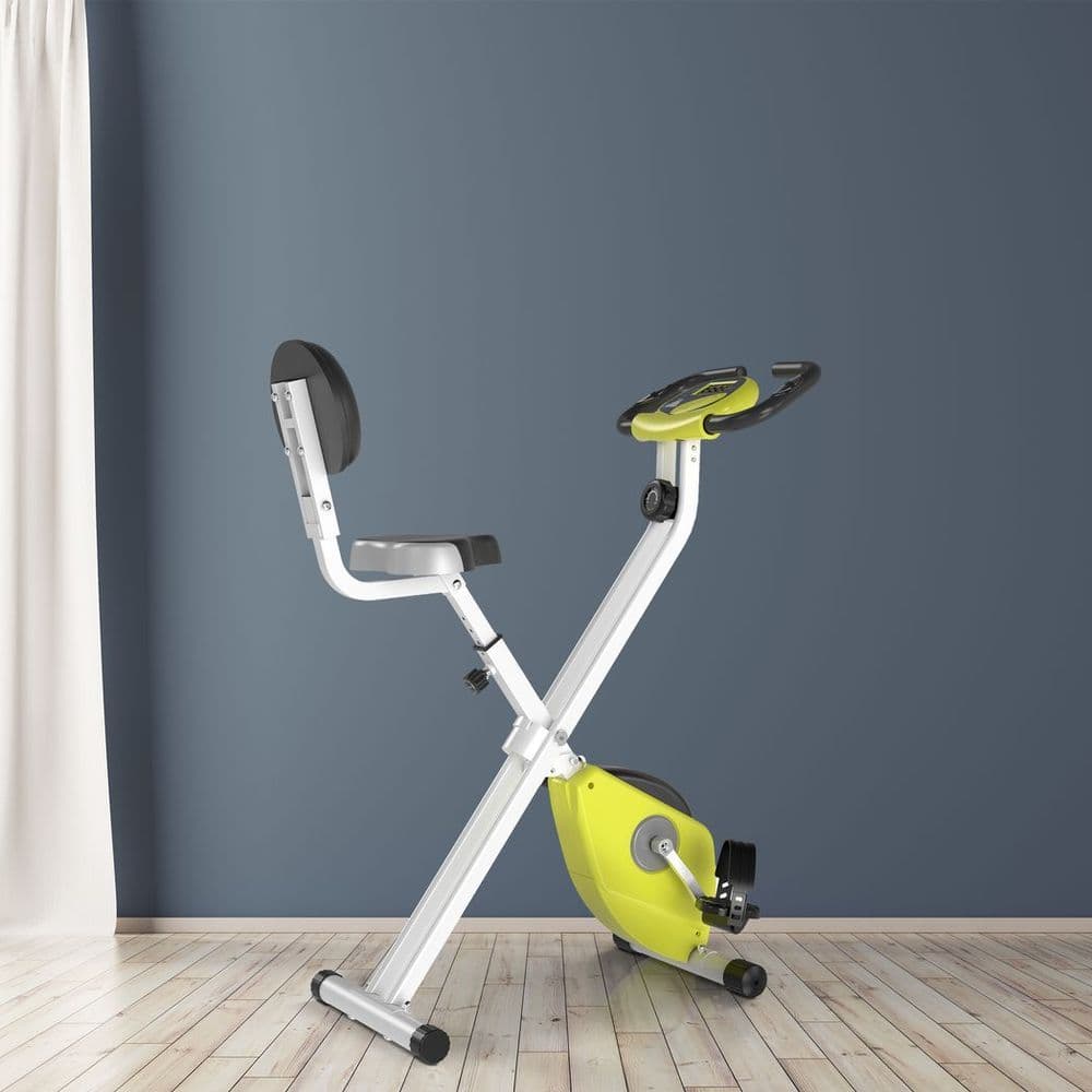 image-Magnetic Resistance Exercise Bike Foldable LCD Adjustable Seat Yellow