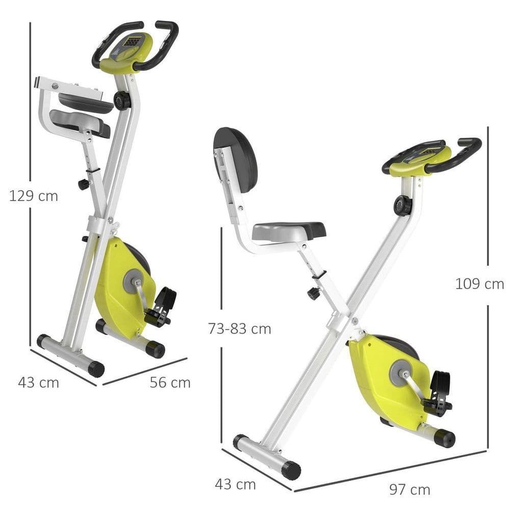 image-Magnetic Resistance Exercise Bike Foldable LCD Adjustable Seat Yellow