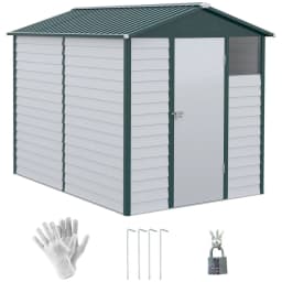 image-9'x6' Galvanized Metal Garden Shed Tool Storage Shed for Backyard Patio