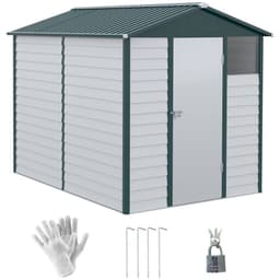 image-9'x6' Galvanized Metal Garden Shed Tool Storage Shed for Backyard Patio