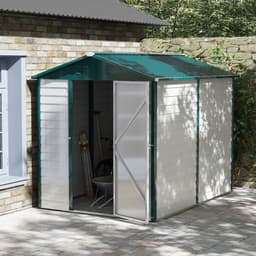 image-9'x6' Galvanized Metal Garden Shed Tool Storage Shed for Backyard Patio
