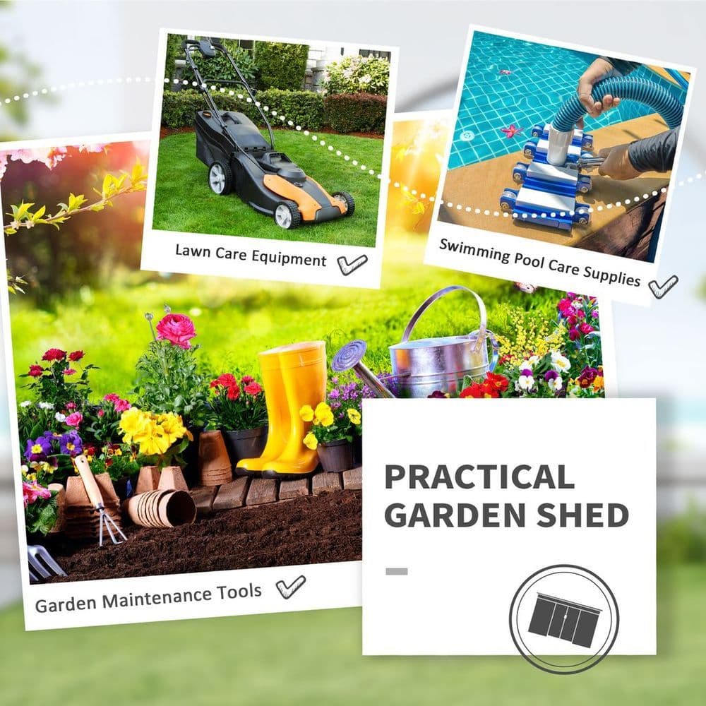 image-9'x6' Galvanized Metal Garden Shed Tool Storage Shed for Backyard Patio