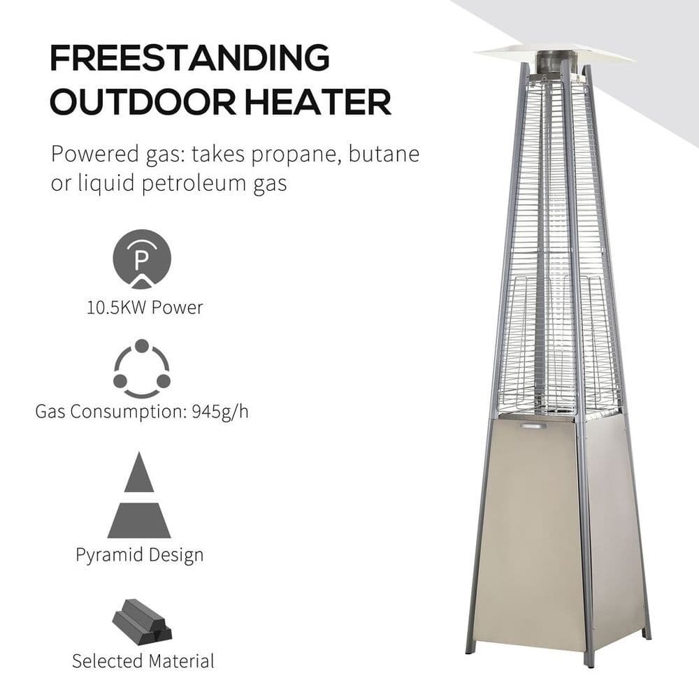 image-10.5KW Patio Gas Heater Outdoor Pyramid Propanes Heater w/ Cover