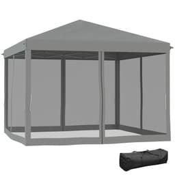 image-Heavy Duty Pop Up Gazebo with Removable Mesh Sidewall Netting Gray