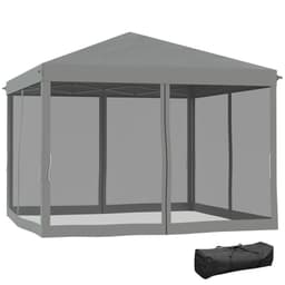 image-Heavy Duty Pop Up Gazebo with Removable Mesh Sidewall Netting Gray