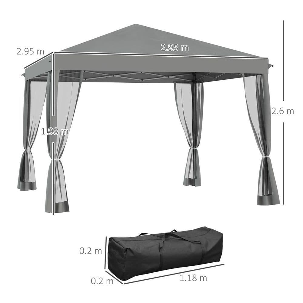 image-Heavy Duty Pop Up Gazebo with Removable Mesh Sidewall Netting Gray