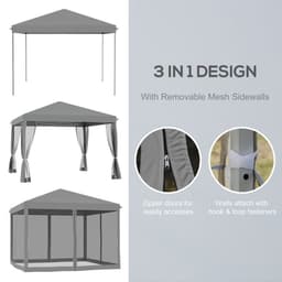 image-Heavy Duty Pop Up Gazebo with Removable Mesh Sidewall Netting Gray