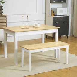 image-Wood Dining Bench Wooden Bench for 2 People, Natural Wood Effect