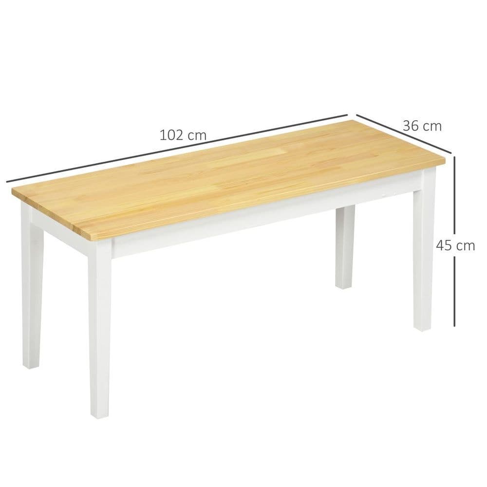 image-Wood Dining Bench Wooden Bench for 2 People, Natural Wood Effect