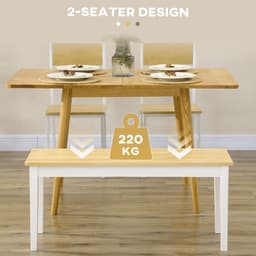 image-Wood Dining Bench Wooden Bench for 2 People, Natural Wood Effect