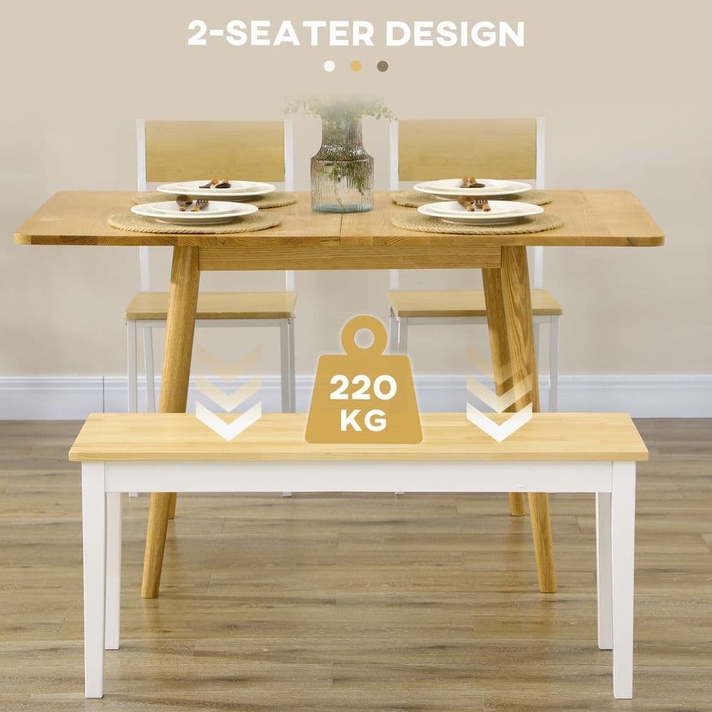 image-Wood Dining Bench Wooden Bench for 2 People, Natural Wood Effect