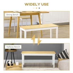 image-Wood Dining Bench Wooden Bench for 2 People, Natural Wood Effect