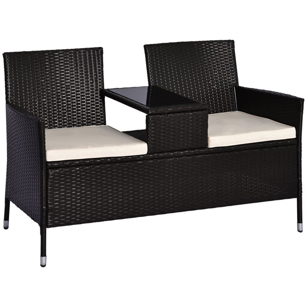image-Companion Seat Table Chair Conservatory Rattan Loveseat Garden Bench