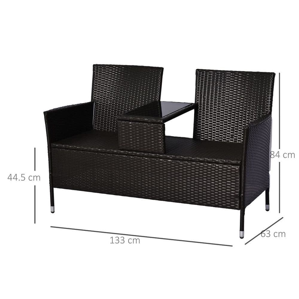 image-Companion Seat Table Chair Conservatory Rattan Loveseat Garden Bench