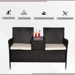 image-Companion Seat Table Chair Conservatory Rattan Loveseat Garden Bench