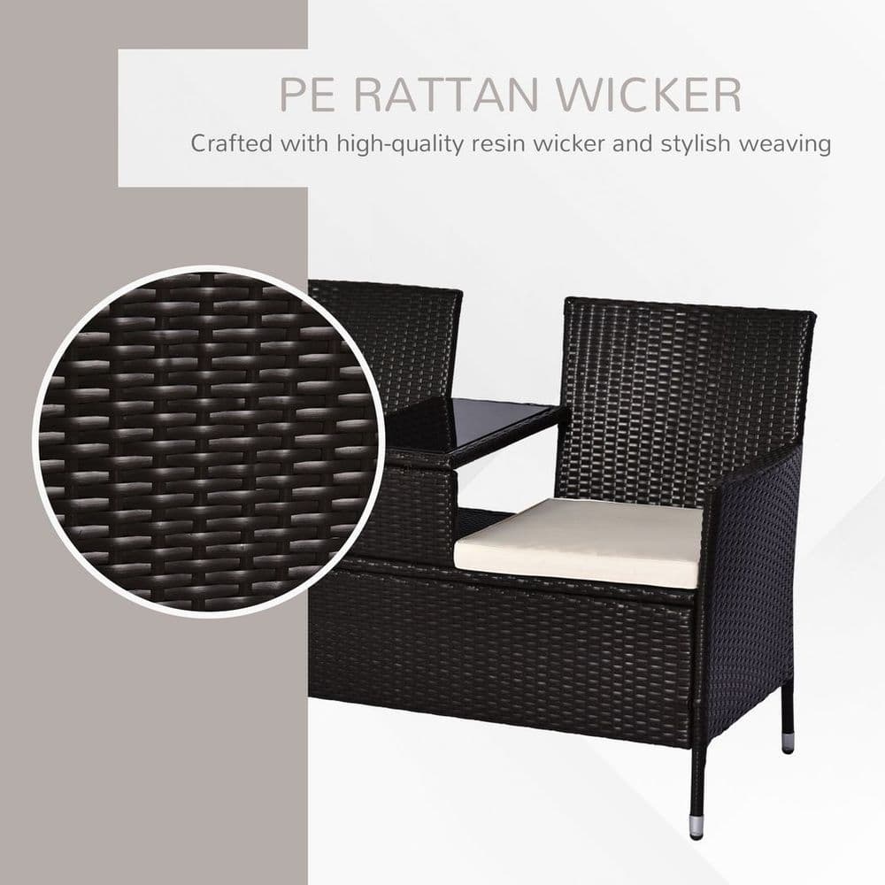 image-Companion Seat Table Chair Conservatory Rattan Loveseat Garden Bench