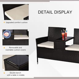 image-Companion Seat Table Chair Conservatory Rattan Loveseat Garden Bench