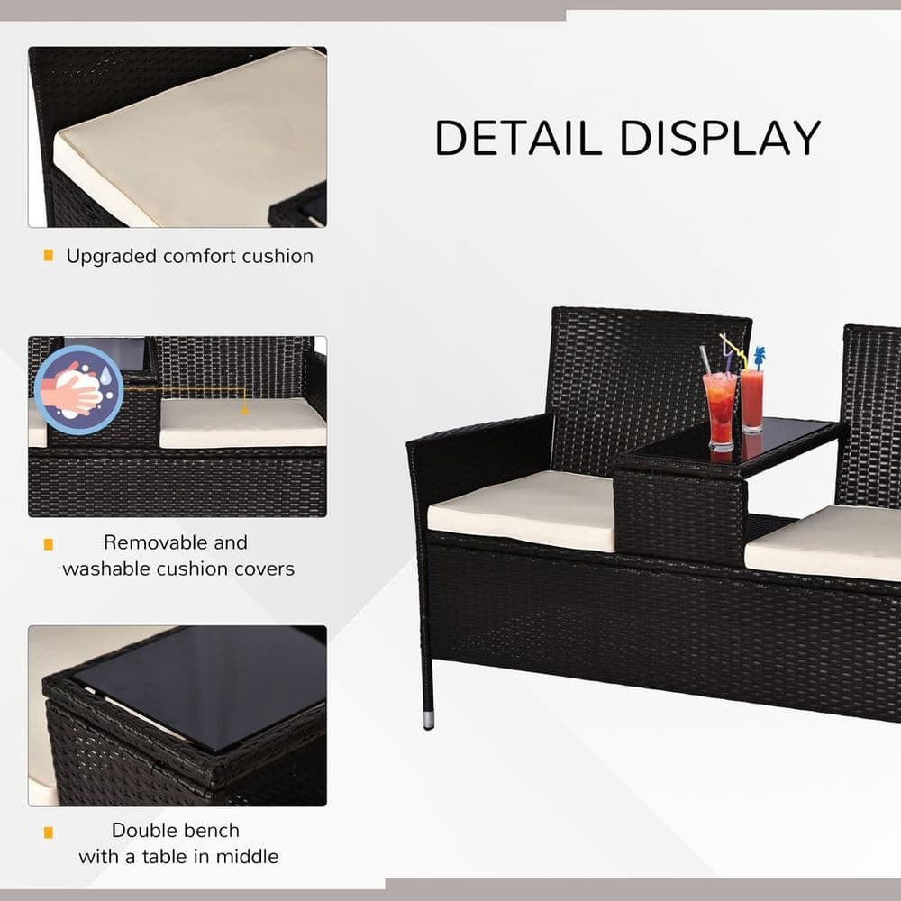 image-Companion Seat Table Chair Conservatory Rattan Loveseat Garden Bench
