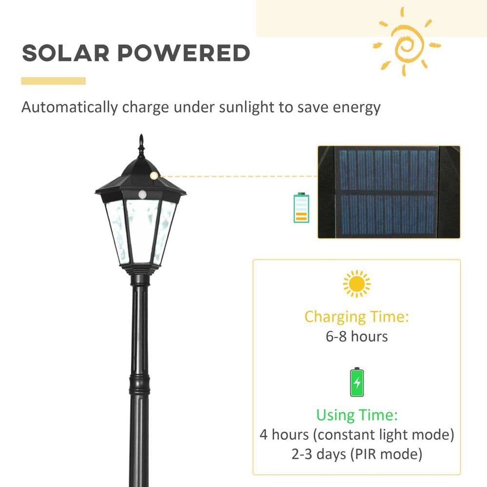 image-2.4m Garden Lamp Post Light LED Solar Powered Patio Path Lighting Lamp