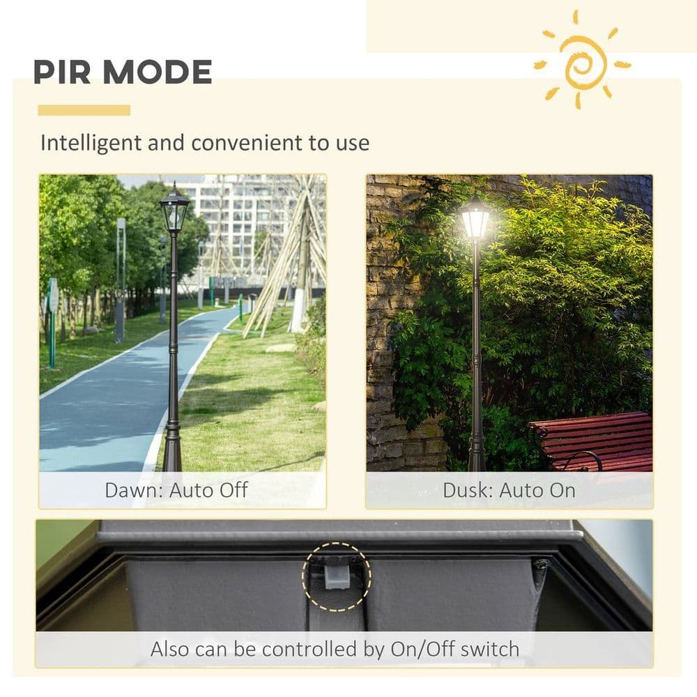 image-2.4m Garden Lamp Post Light LED Solar Powered Patio Path Lighting Lamp
