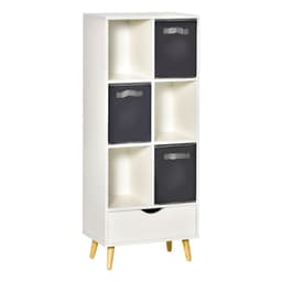 image-Modern Bookcase Tall Bookcase with Storage Shelves Drawer for Study