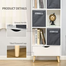 image-Modern Bookcase Tall Bookcase with Storage Shelves Drawer for Study