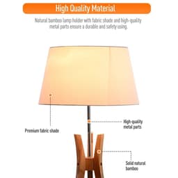 image-Tripod Floor Lamp Light E27 Base w/ Fabric Shade Storage Shelf, White