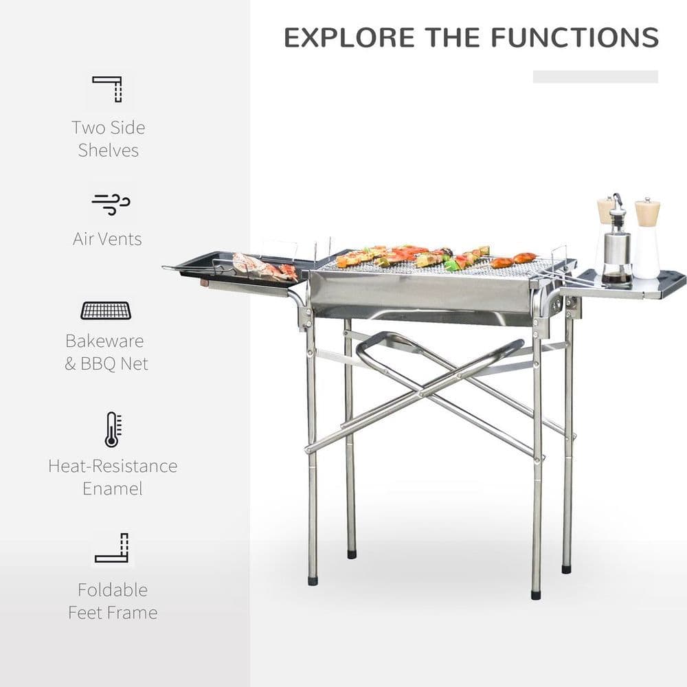 image-BBQ Charcoal Barbecue Grill Outdoor Garden Picnic Stainless Steel New