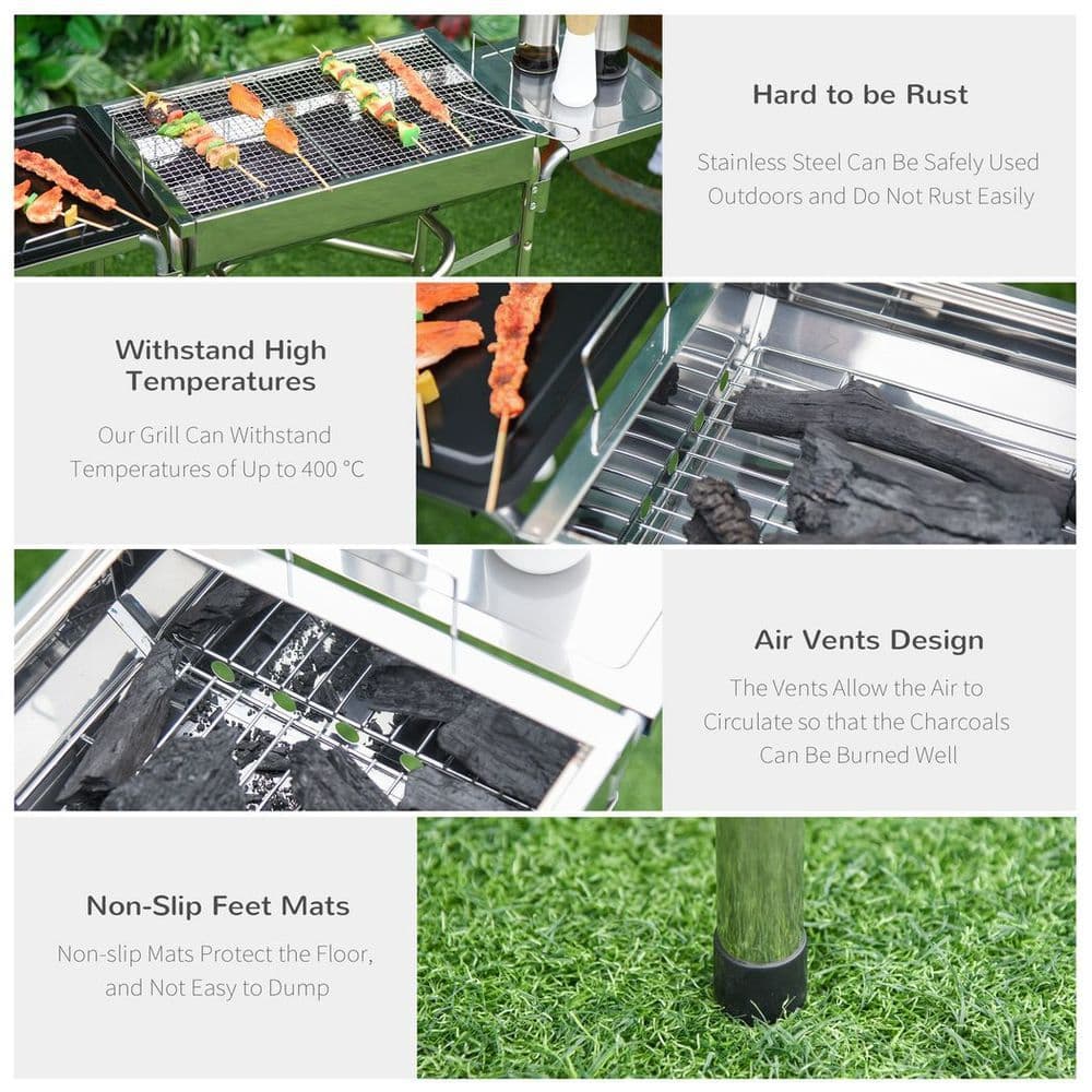 image-BBQ Charcoal Barbecue Grill Outdoor Garden Picnic Stainless Steel New