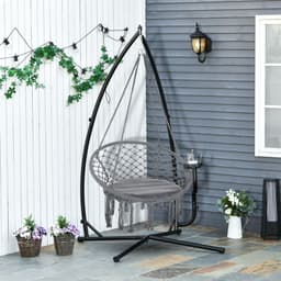 image-Hammock Chair Stand Only Heavy Duty Metal C-Stand Indoor or Outdoor
