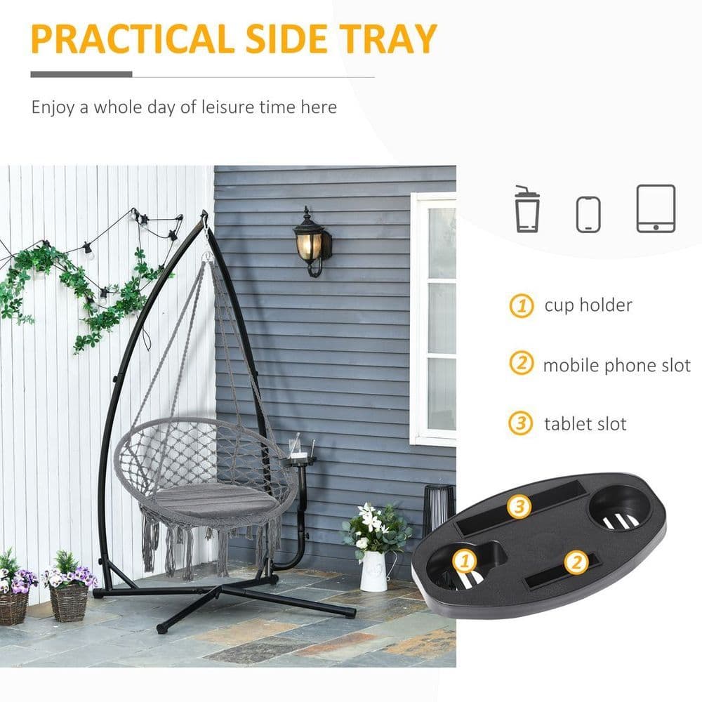 image-Hammock Chair Stand Only Heavy Duty Metal C-Stand Indoor or Outdoor