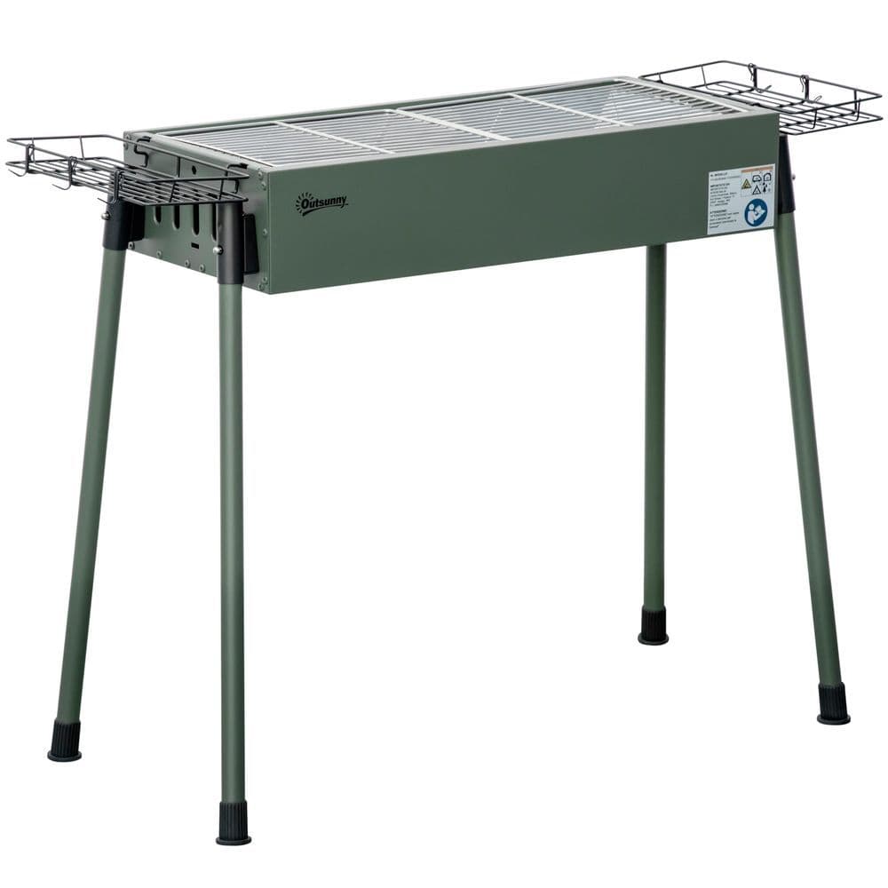 image-Portable Charcoal Barbecue Grill with Seasoning Baskets and Hooks