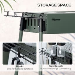 image-Portable Charcoal Barbecue Grill with Seasoning Baskets and Hooks
