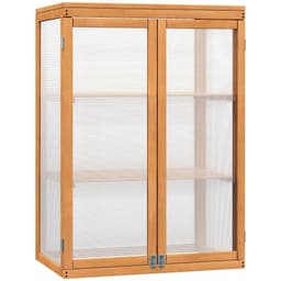 image-2 Shelves Wooden Cold Frame Grow House Greenhouse Outdoor Plant Storage
