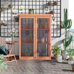image-2 Shelves Wooden Cold Frame Grow House Greenhouse Outdoor Plant Storage