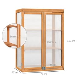 image-2 Shelves Wooden Cold Frame Grow House Greenhouse Outdoor Plant Storage