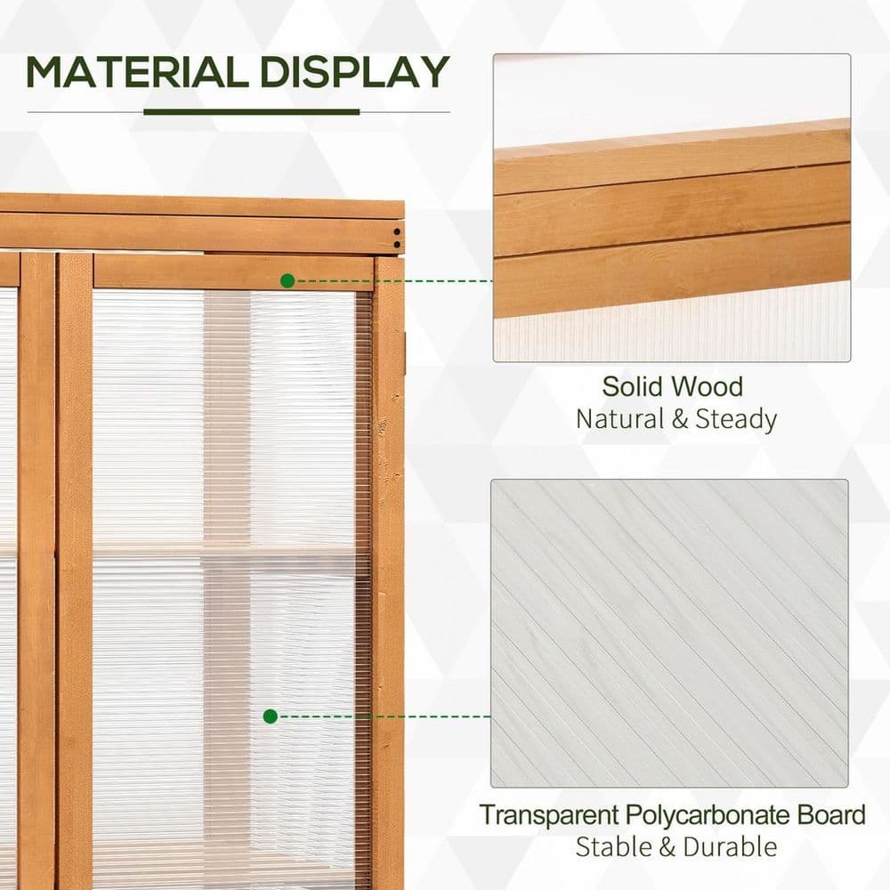 image-2 Shelves Wooden Cold Frame Grow House Greenhouse Outdoor Plant Storage