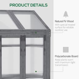 image-Wooden Greenhouse Cold Frame Grow House w/ Double Door for Flower Grey