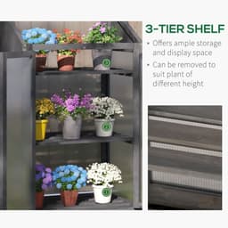 image-Wooden Greenhouse Cold Frame Grow House w/ Double Door for Flower Grey