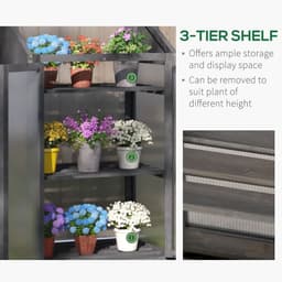 image-Wooden Greenhouse Cold Frame Grow House w/ Double Door for Flower Grey